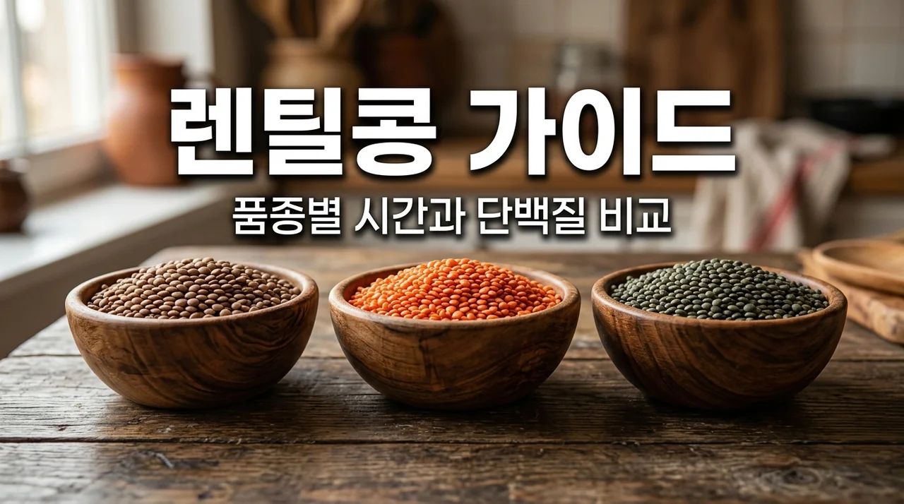 렌틸콩 품종별 가열 시간 및 단백질 비교: 브라운 레드 그린 완벽 정리