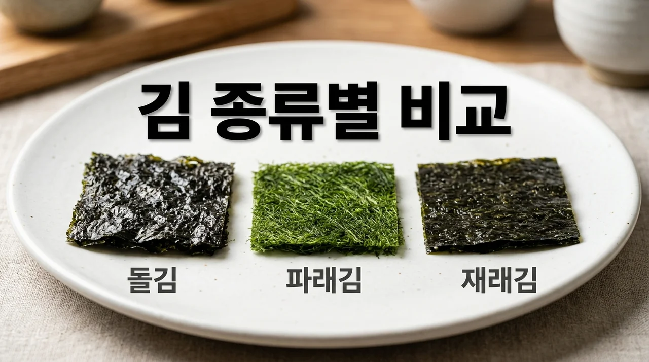 돌김 파래김 재래김 단백질 구성 밀도 및 질감 완벽 비교