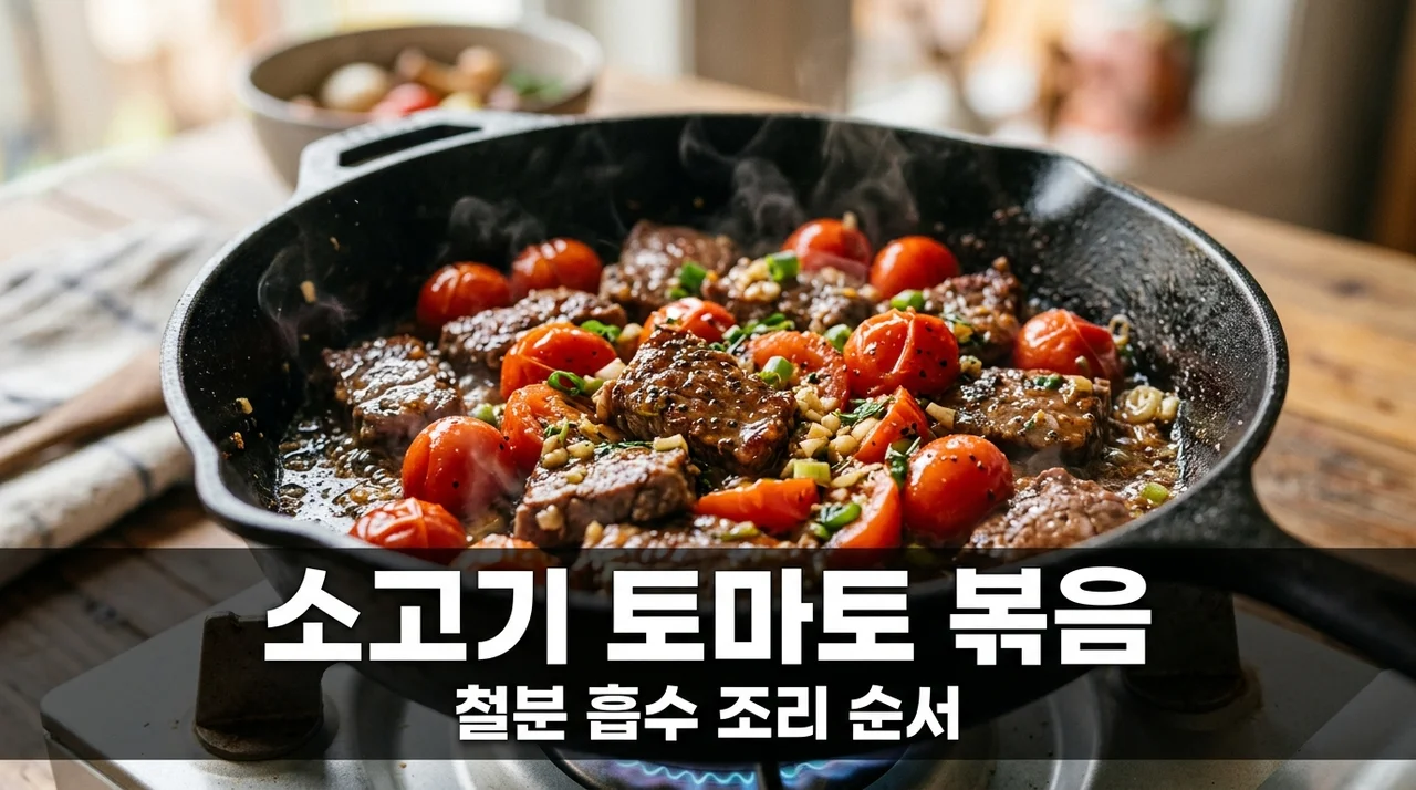 소고기 철분 흡수율 높이는 토마토 볶음 가열 조리 순서 4단계